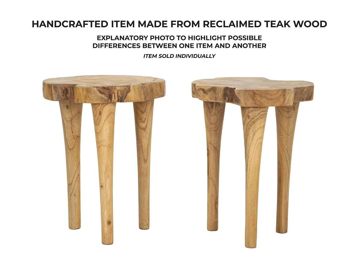 Tabouret en Bois "Kursis" 45cm Naturel