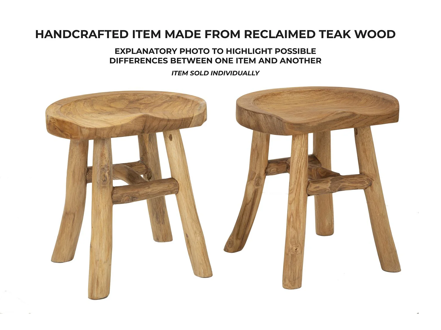 Tabouret en Bois "Selle" 42cm Naturel