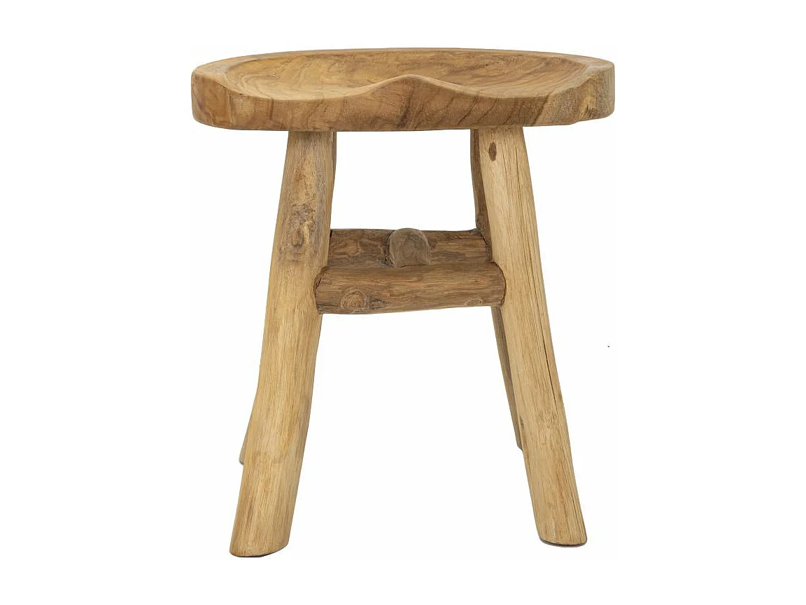 Handgefertigter Hocker aus Teakholz im ethnischen, rustikalen Stil Sel