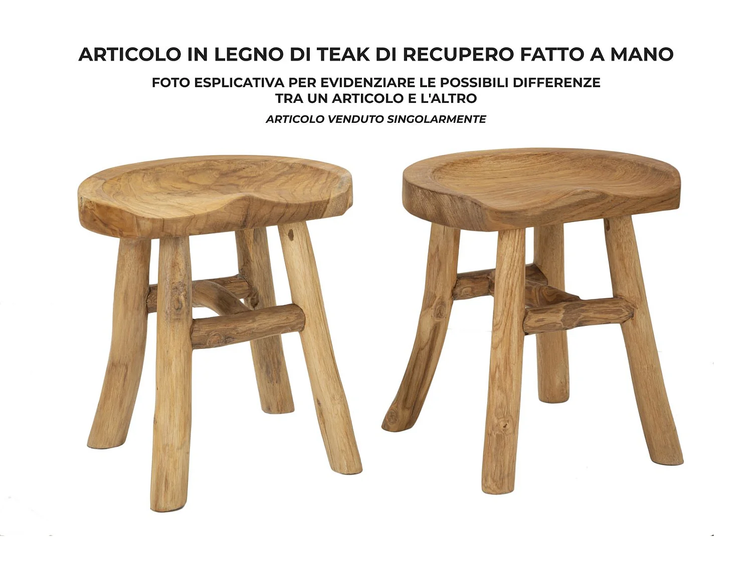 Tabouret en Bois "Selle" 42cm Naturel