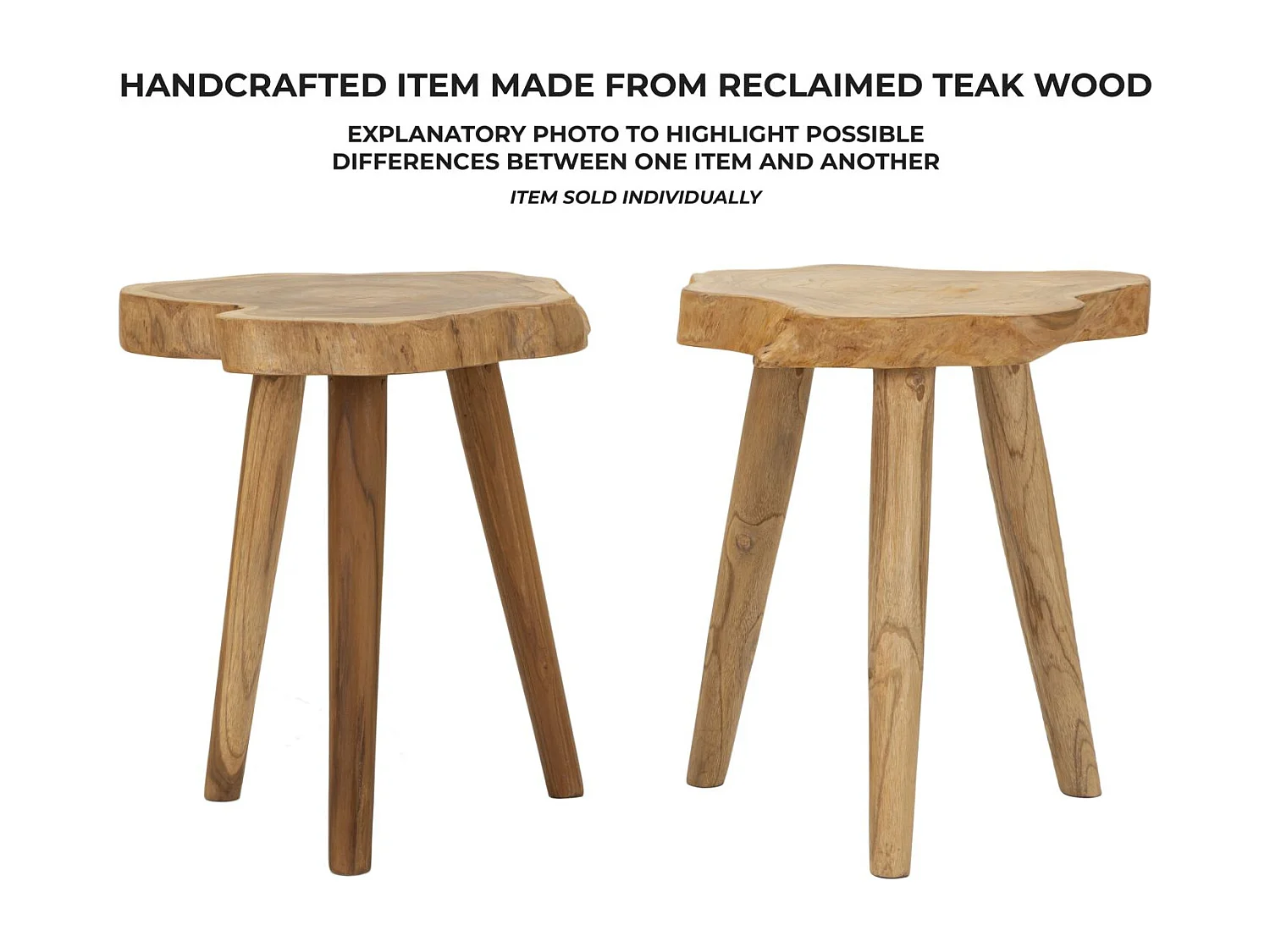 Tabouret en Bois "Budut" 45cm Naturel