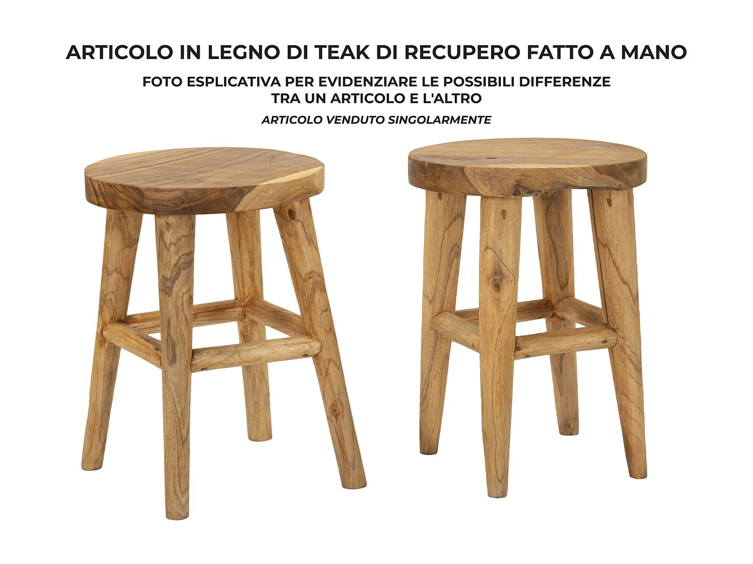 Sgabello in legno riciclato cm Ø 40x55.