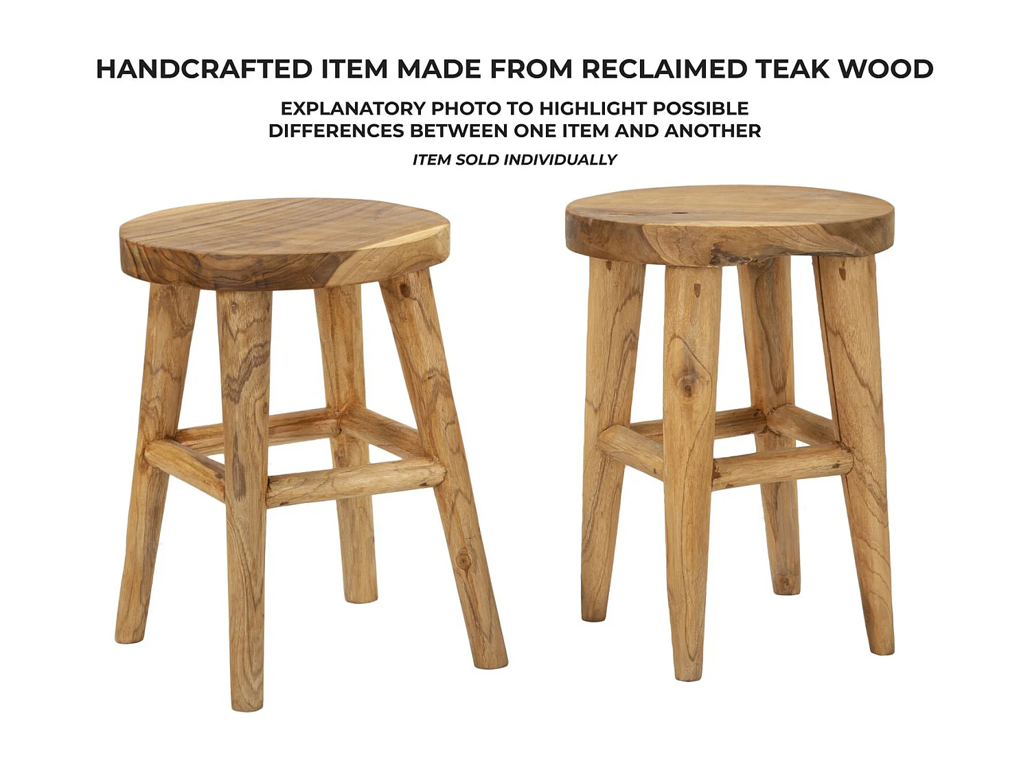 Sgabello in legno riciclato cm Ø 40x55.