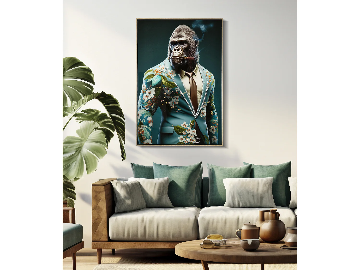 Peinture sur toile laquée avec cadre 62x4x92 cm