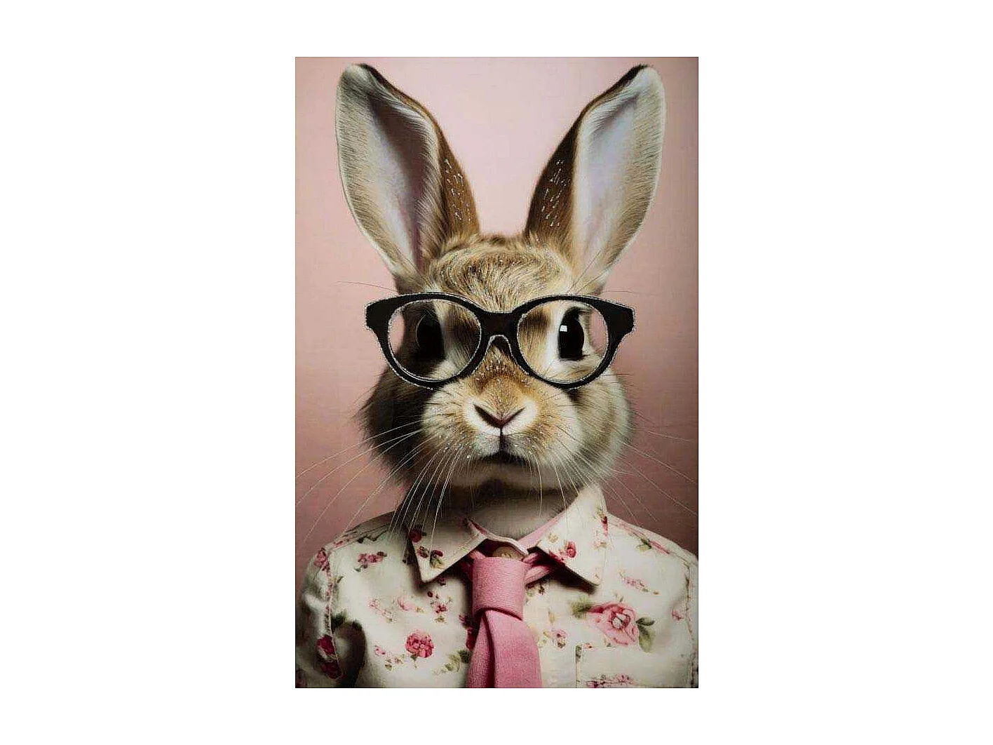 Tableau Imprimé Déco "Bunny" 62x62cm Rose