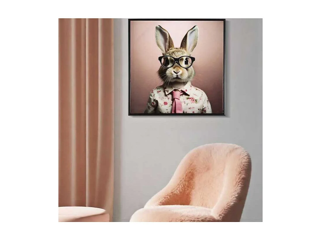 Tableau Imprimé Déco "Bunny" 62x62cm Rose
