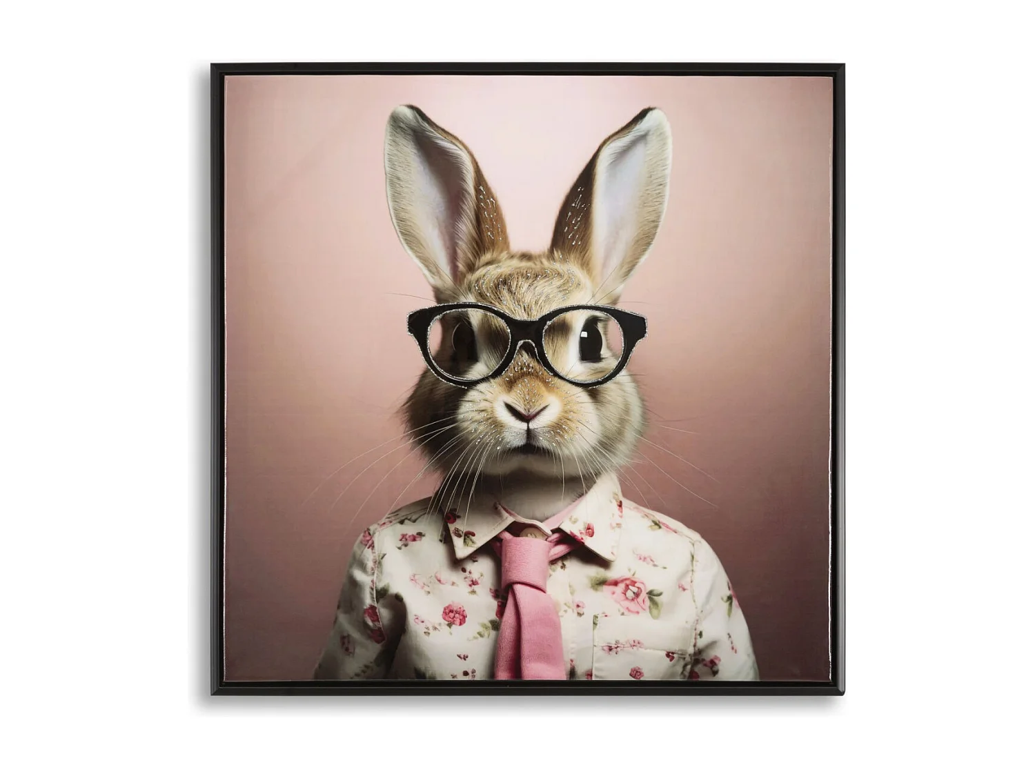 Tableau Imprimé Déco "Bunny" 62x62cm Rose