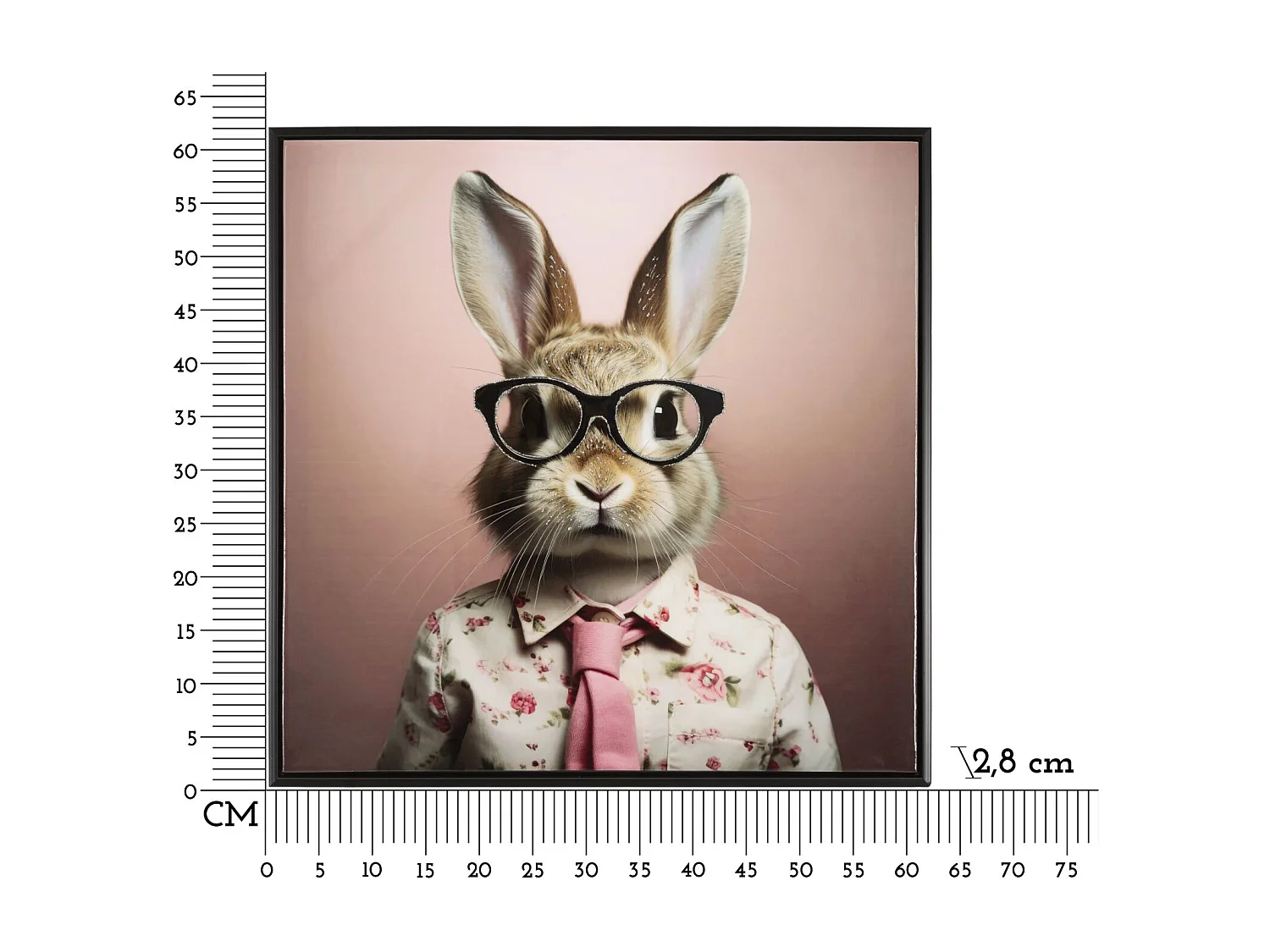 Tableau Imprimé Déco "Bunny" 62x62cm Rose