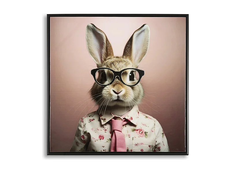 Tableau Imprimé Déco "Bunny" 62x62cm Rose