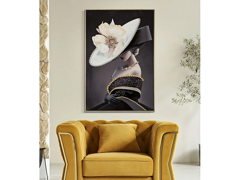 Dipinto su tela laccato con cornice cm 62x4x92