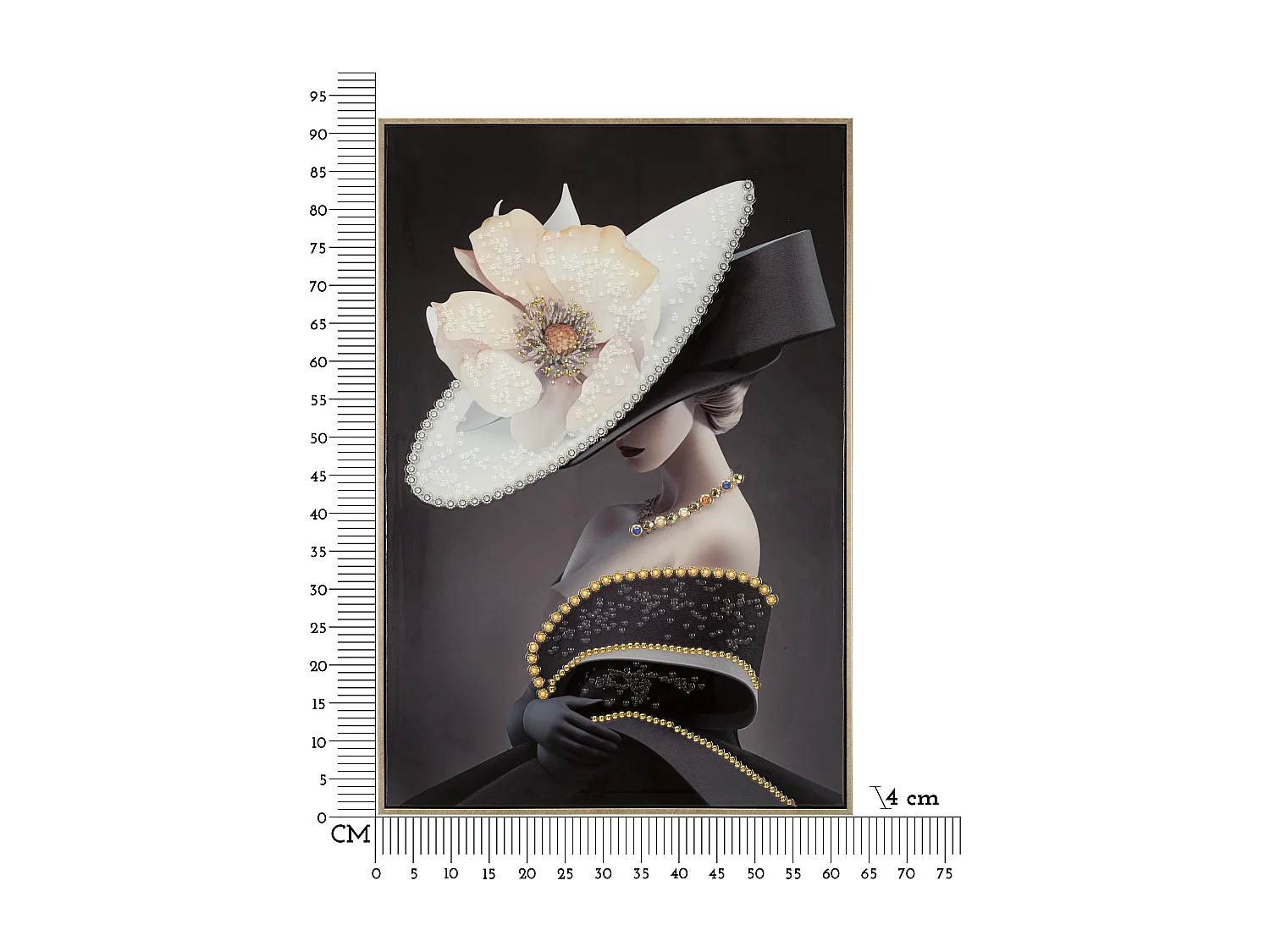 Dipinto su tela laccato con cornice cm 62x4x92