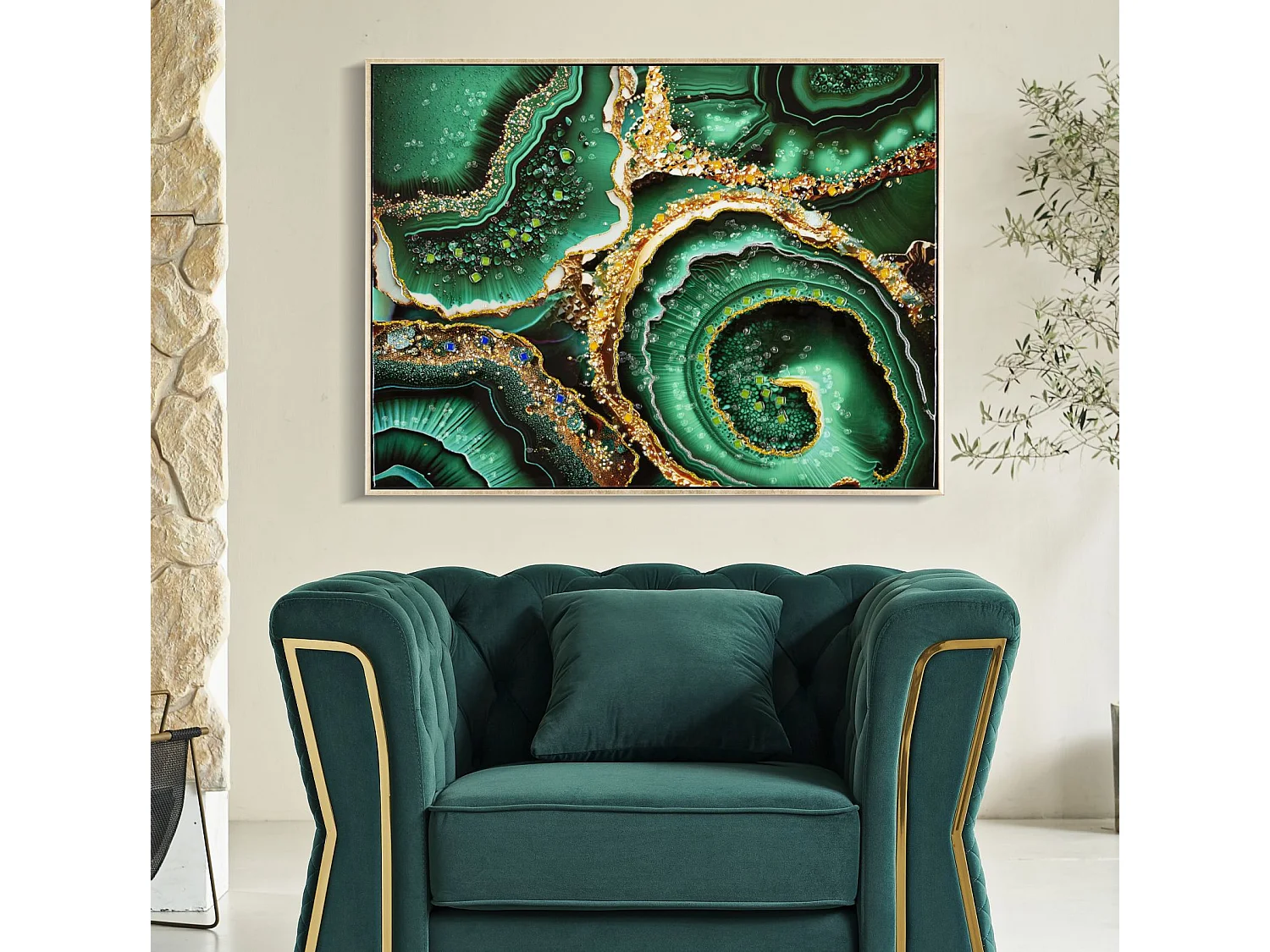 Tableau Imprimé Déco "Smeraldy" 62x82cm Vert