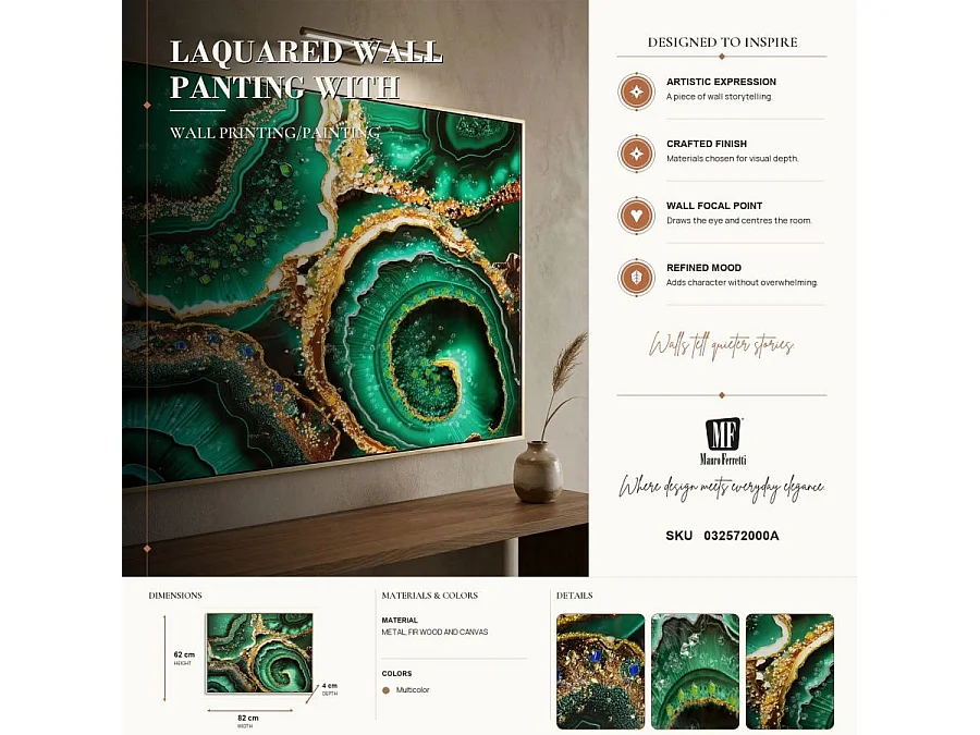 Tableau Imprimé Déco "Smeraldy" 62x82cm Vert