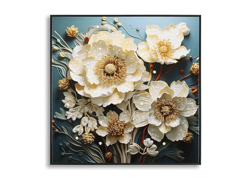 Dipinto su tela laccato con cornice cm 82x4x82