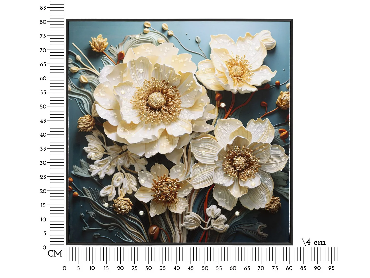 Dipinto su tela laccato con cornice cm 82x4x82