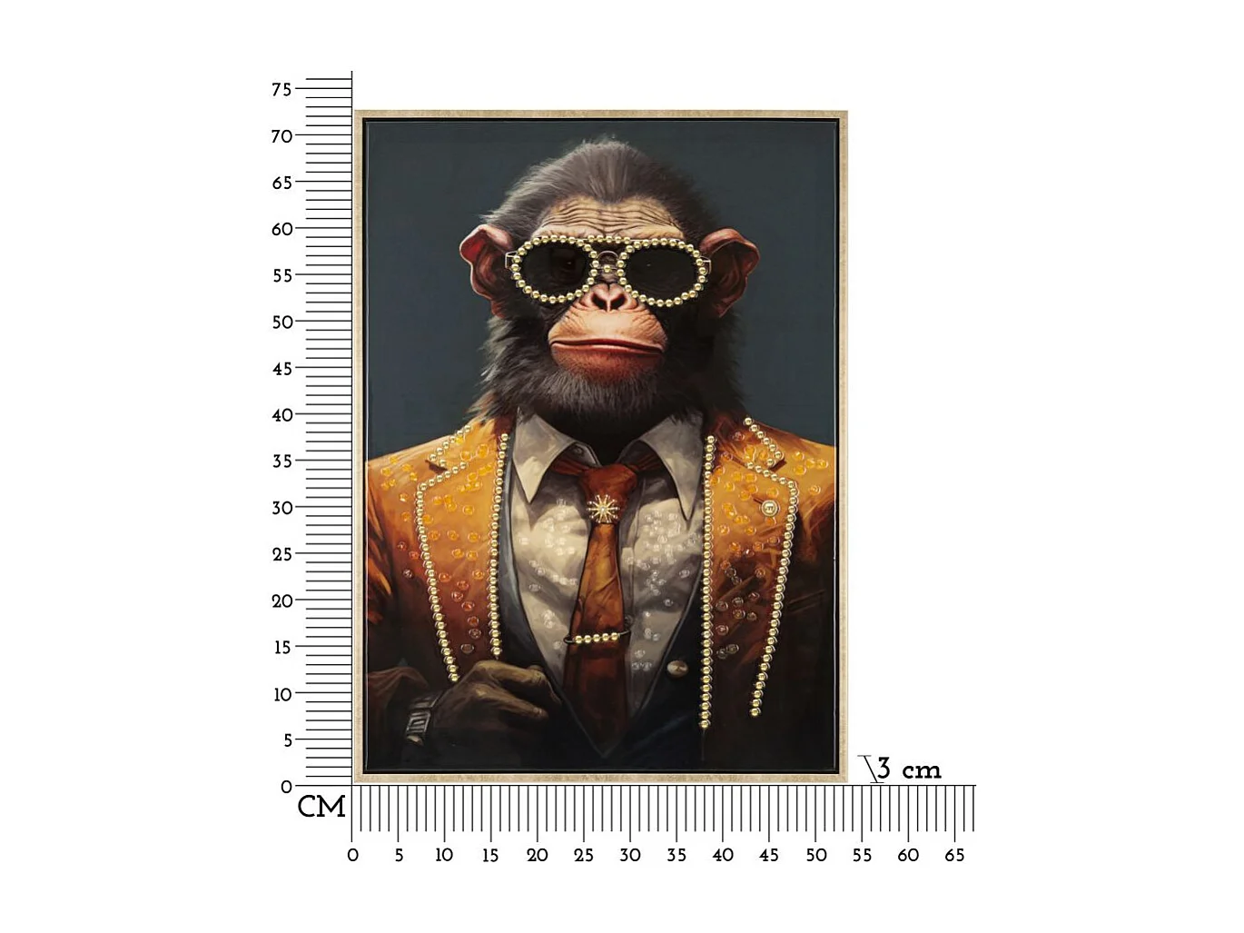 Tableau Imprimé Déco "Monky" 52x72cm Multicolore