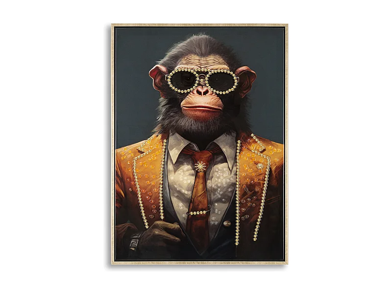 Tableau Imprimé Déco "Monky" 52x72cm Multicolore