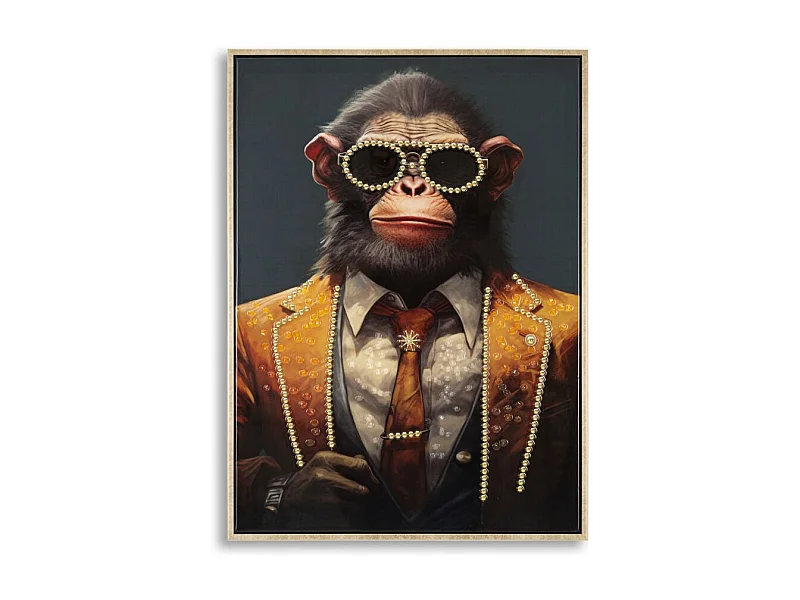 Tableau Imprimé Déco "Monky" 52x72cm Multicolore