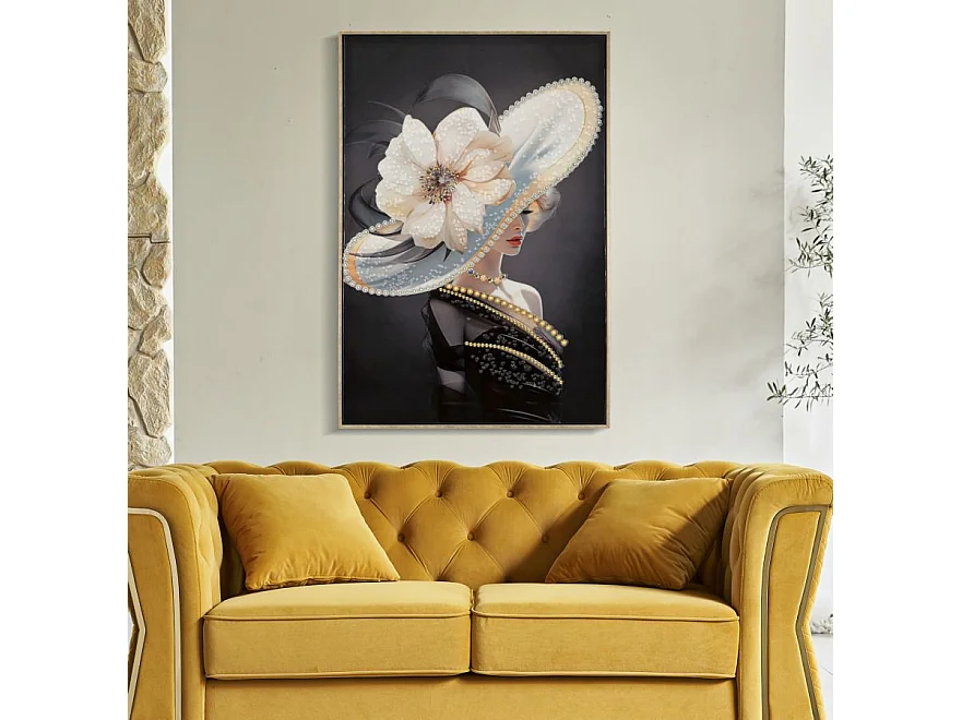 Dipinto su tela laccato con cornice cm 62x4x92