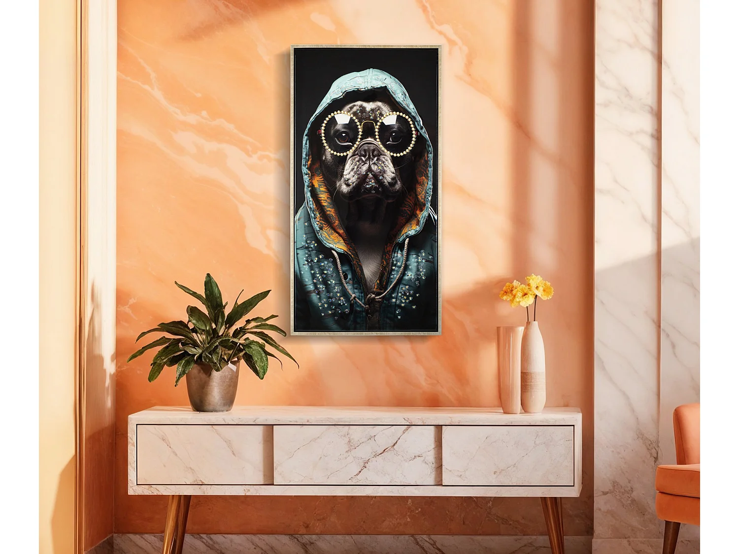 Tableau Imprimé Déco "Bad Bullie" 42x82cm Multicolore