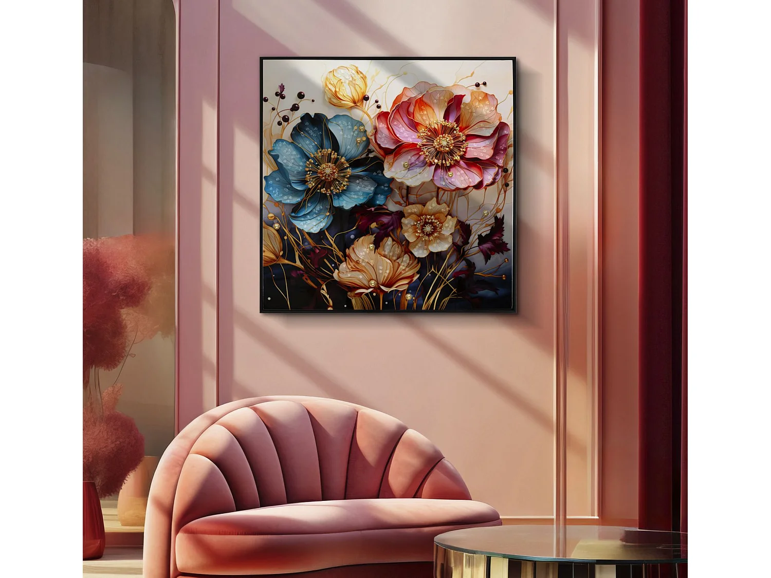 Dipinto su tela laccato con cornice cm 82x4x82