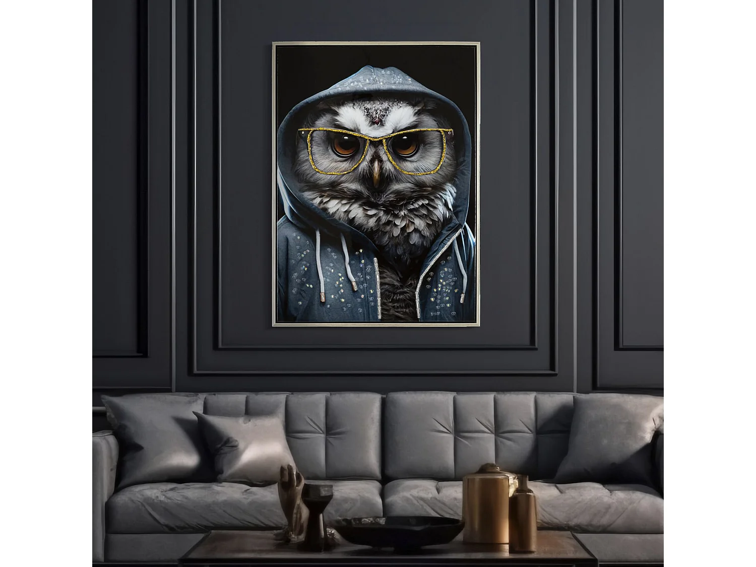 Schilderij op gelakt doek met lijst 53x3x73 cm