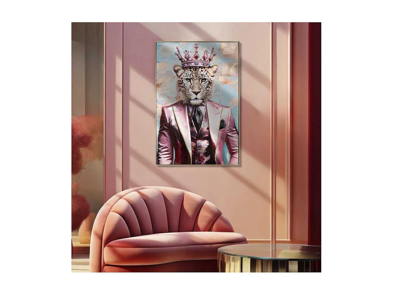 Tableau Imprimé Déco "Léopard" 82x122cm Multicolore