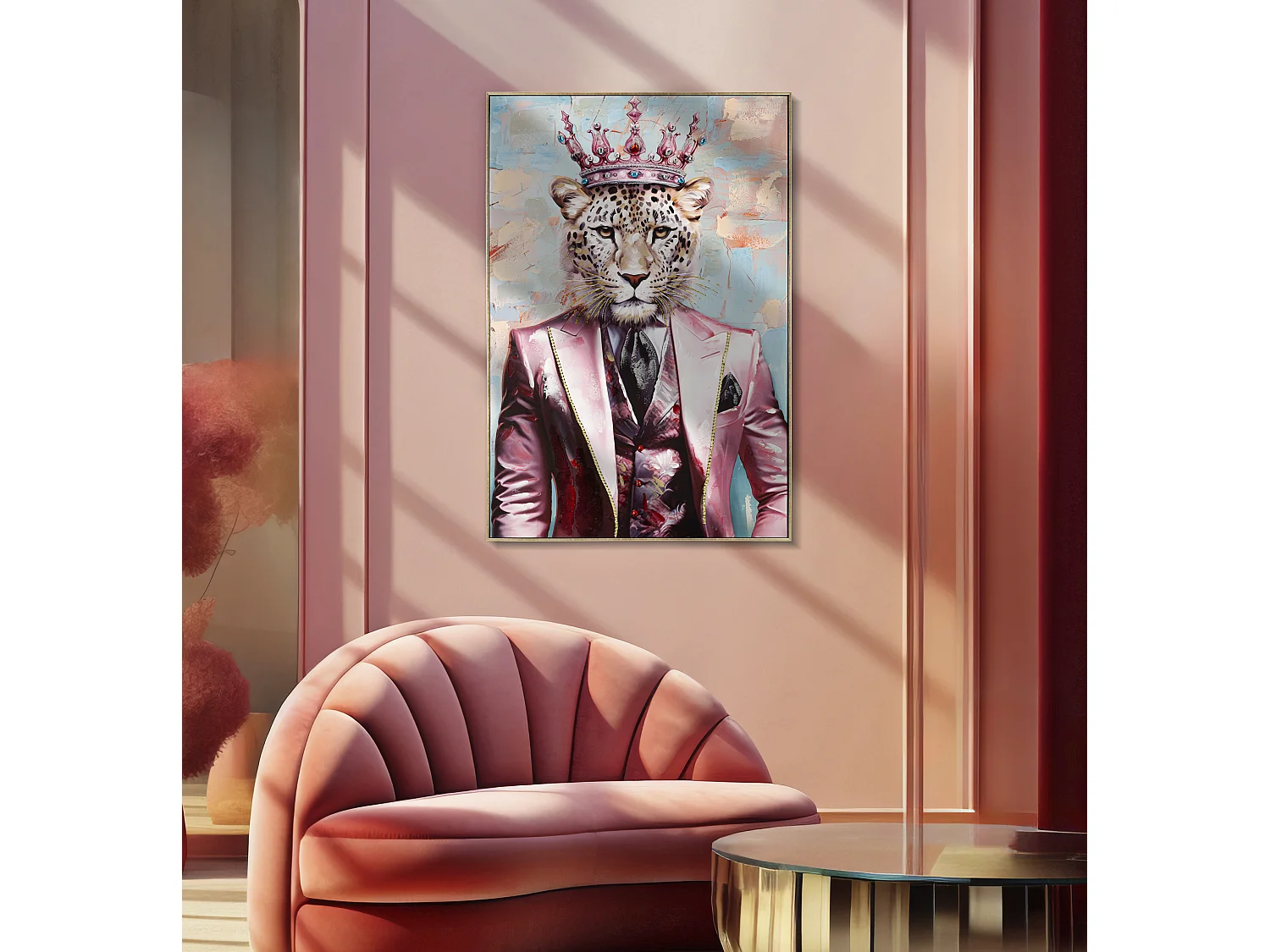 Tableau Imprimé Déco "Léopard" 82x122cm Multicolore