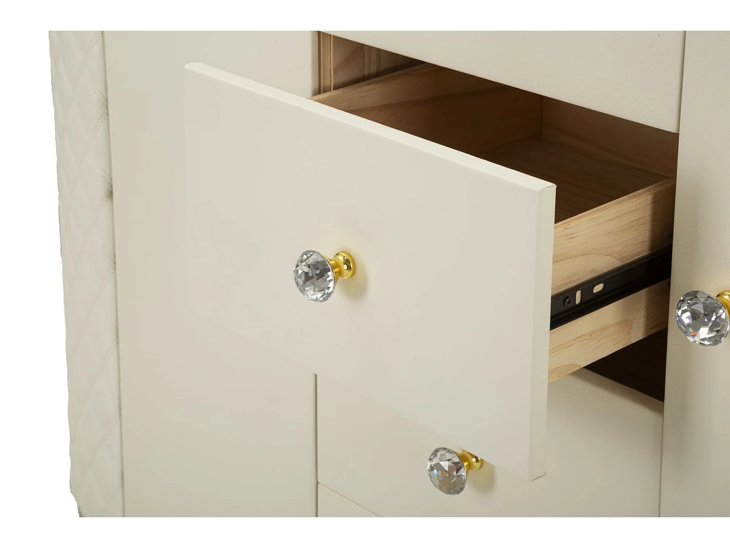 Mobile in metallo dorato e similpelle crema cm 120x40x85