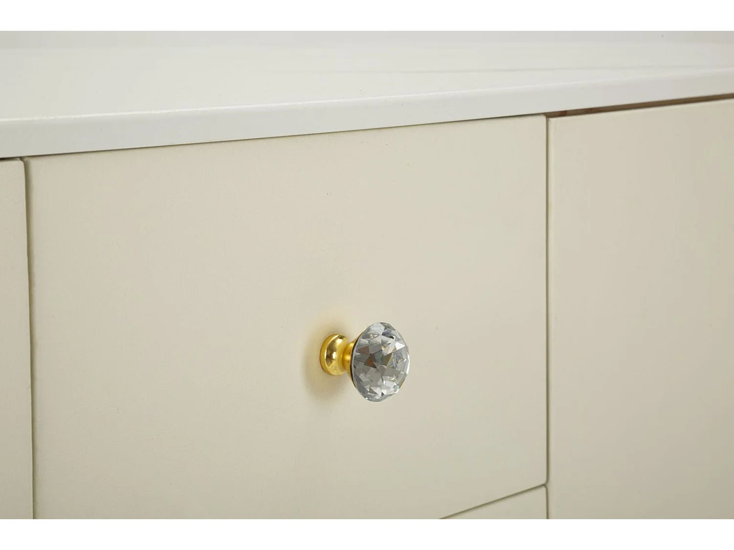 Mobile in metallo dorato e similpelle crema cm 120x40x85