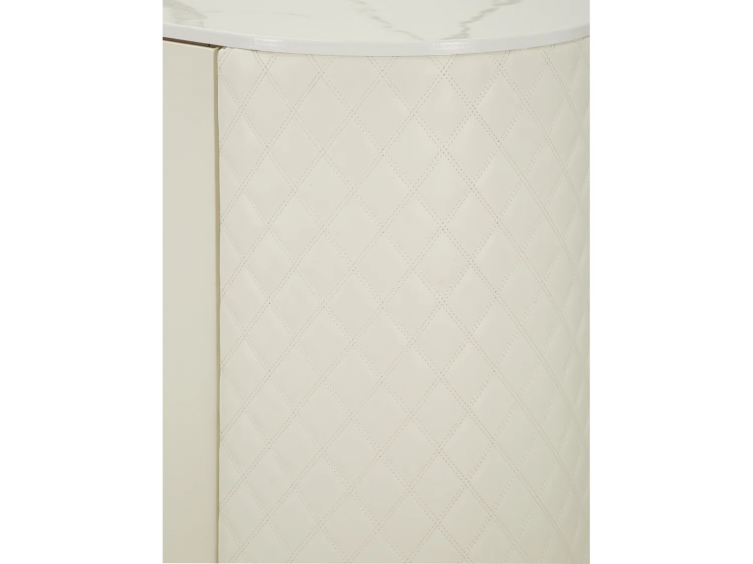 Meuble en métal doré et simili cuir crème 120x40x85 cm