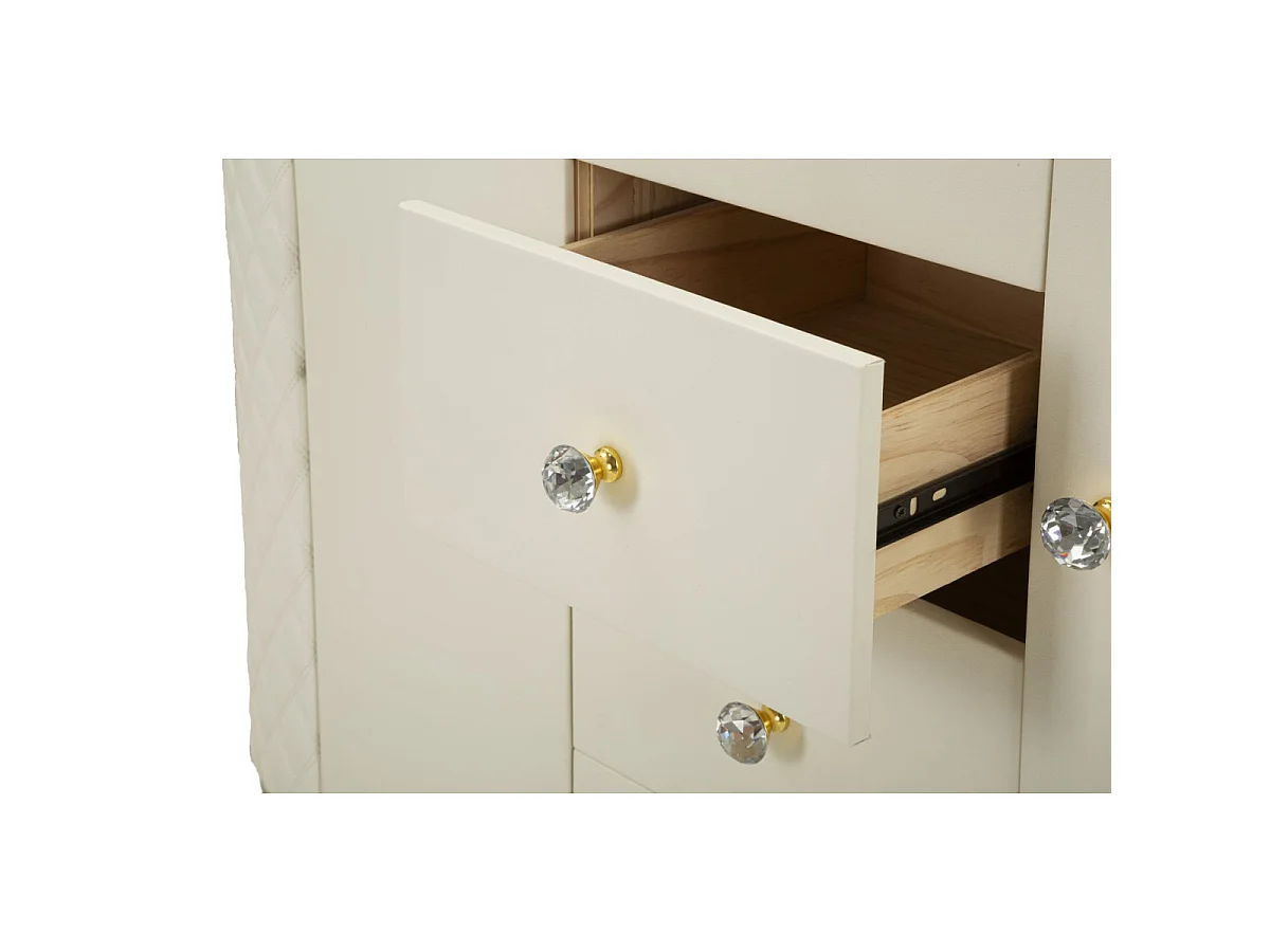 Buffet Design Effet Marbre "Sharon" 120cm Blanc & Or