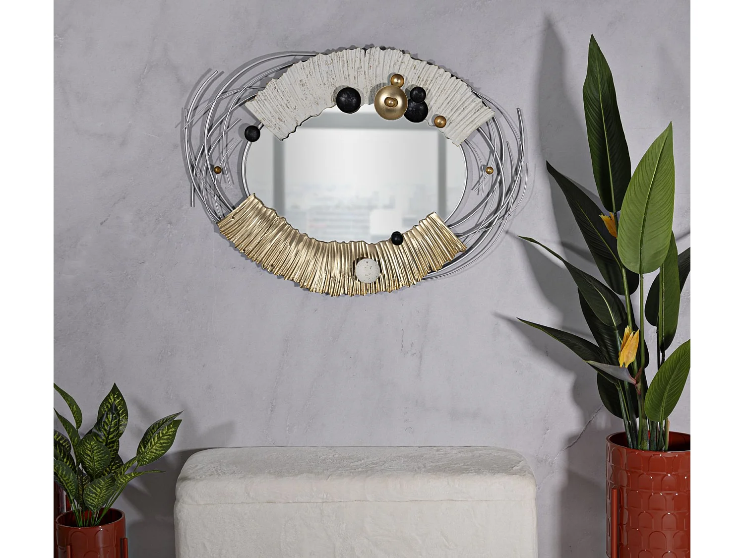 Miroir Mural Déco "Klee" 114cm Multicolore