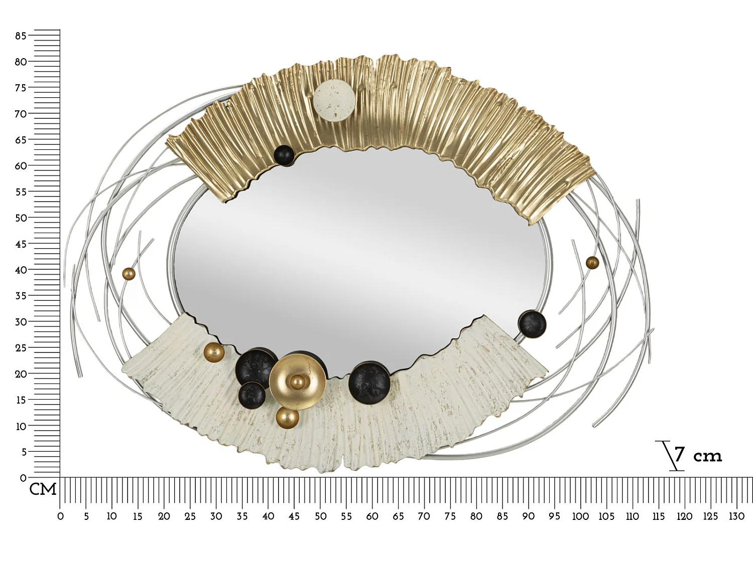 Specchio da parete in metallo dorato cm 114x7x81.