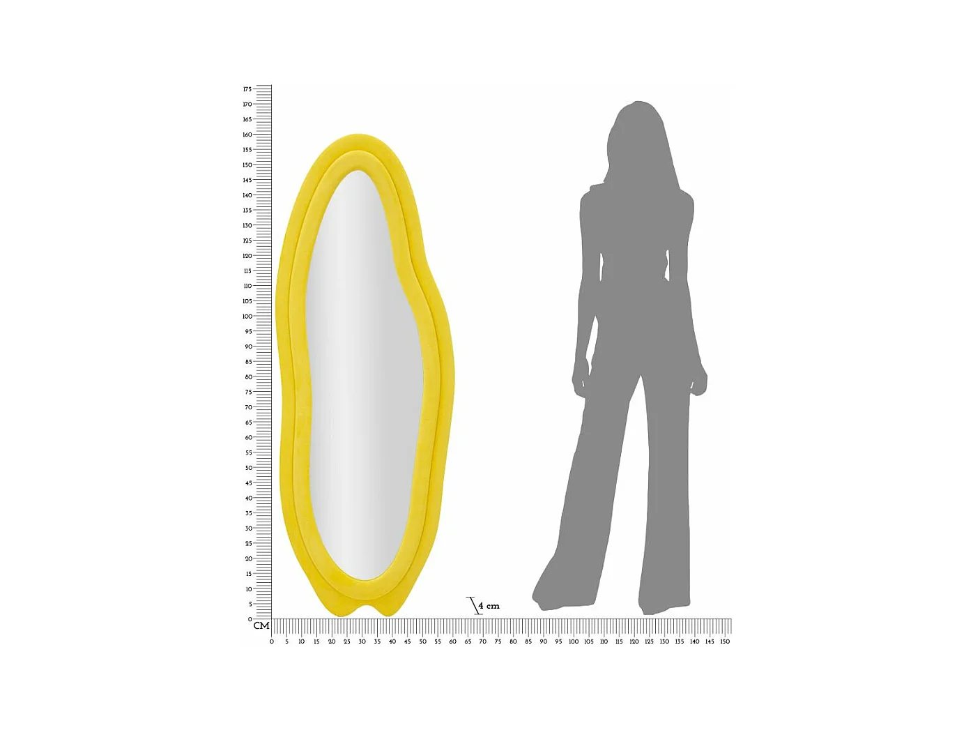 Miroir Mural en Velours "Chanel" 160cm Jaune