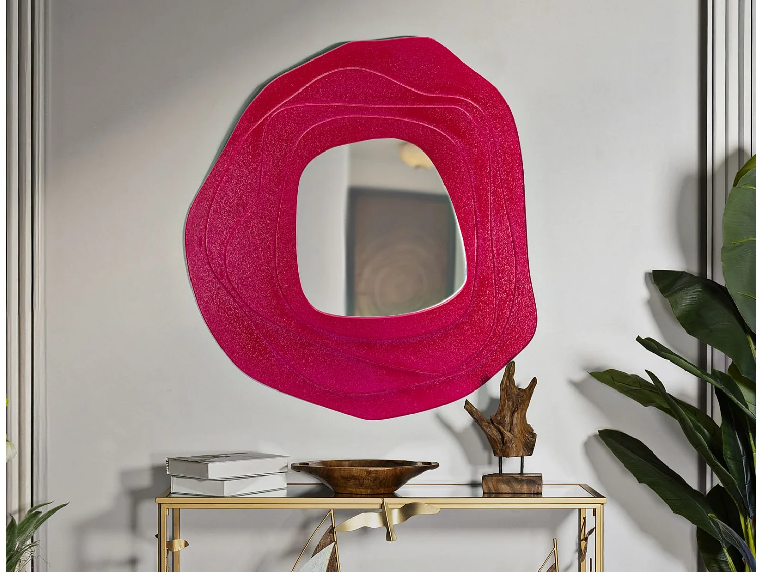 Espejo de pared de diseño en MDF 90x97 cm Dalia - Fucsia