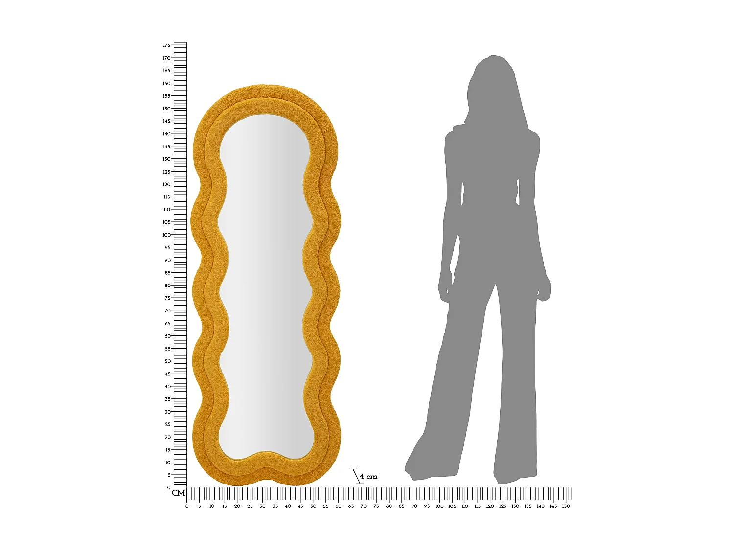 Miroir Mural en Tissu Bouclé "Teddy" 160cm Moutarde