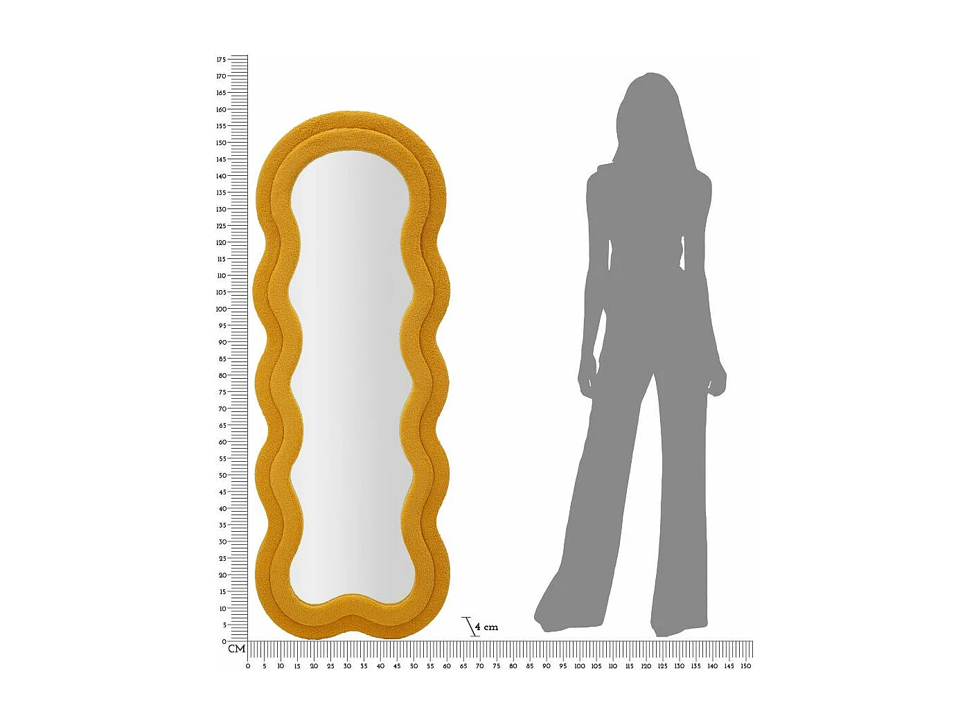 Miroir Mural en Tissu Bouclé "Teddy" 160cm Moutarde