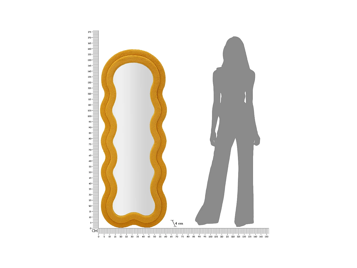 Miroir Mural en Tissu Bouclé "Teddy" 160cm Moutarde