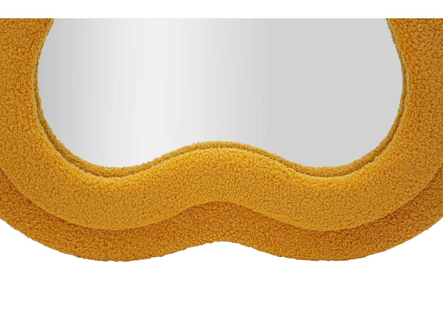 Specchio da parete in bouclè senape cm 60x4x160