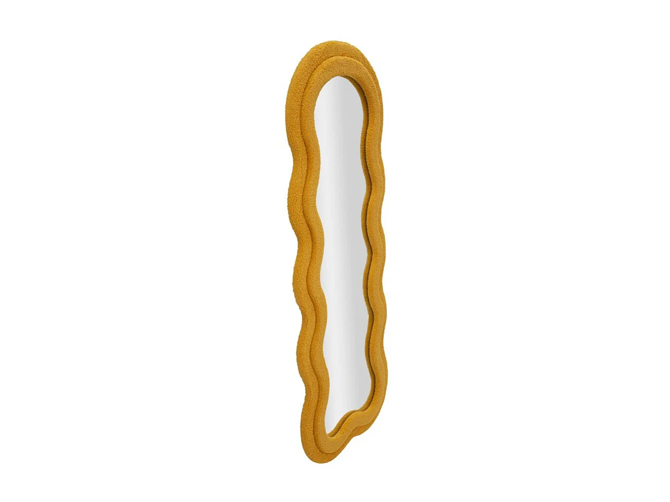 Specchio da parete in bouclè senape cm 60x4x160