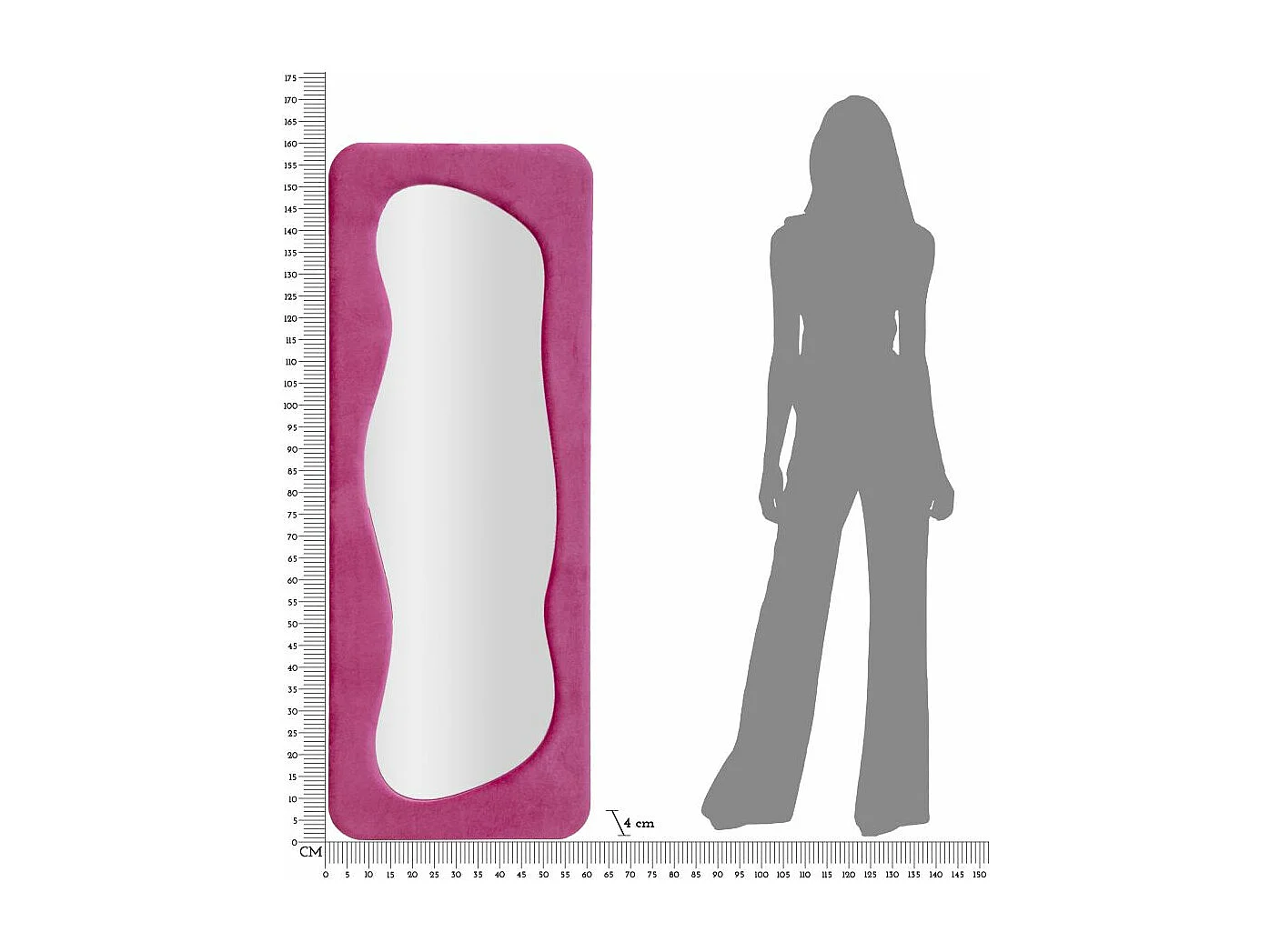 Miroir Mural en Velours "Theodor" 160cm Fuchsia