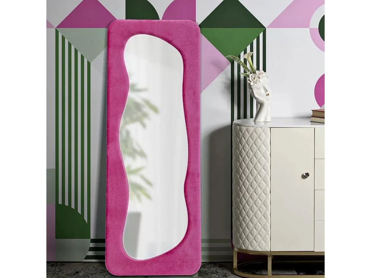 Espejo de pared con marco de terciopelo 160x60x4 cm Theodor - Fucsia