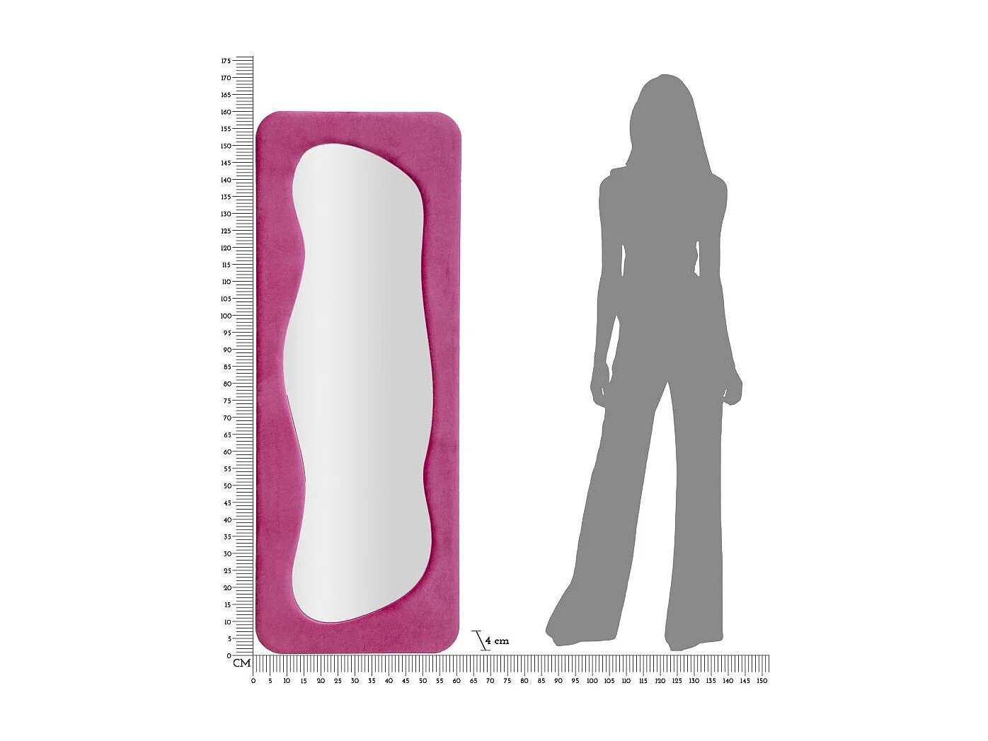 Espejo de pared con marco de terciopelo 160x60x4 cm Theodor - Fucsia