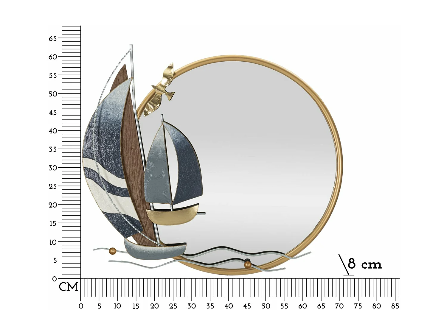 Miroir Mural Déco "Voile" 71cm Multicolore