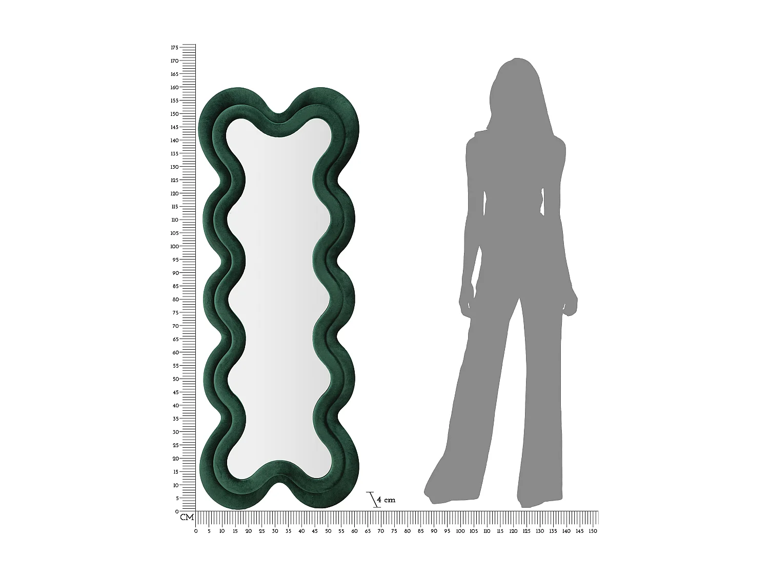 Miroir Mural en Velours "Monica" 160cm Vert