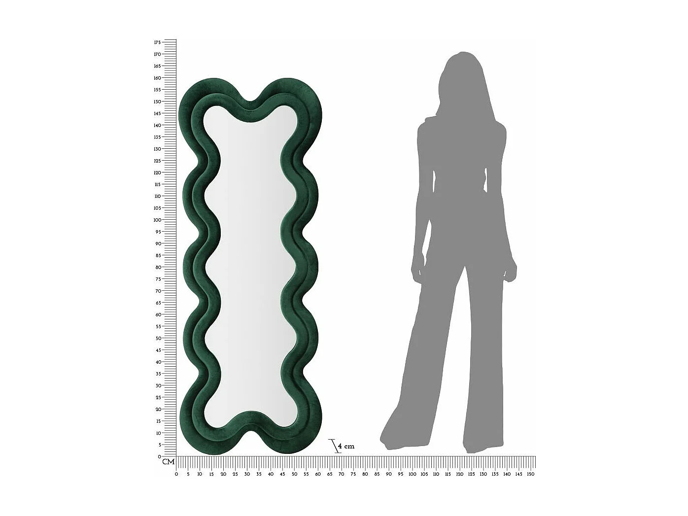 Miroir Mural en Velours "Monica" 160cm Vert