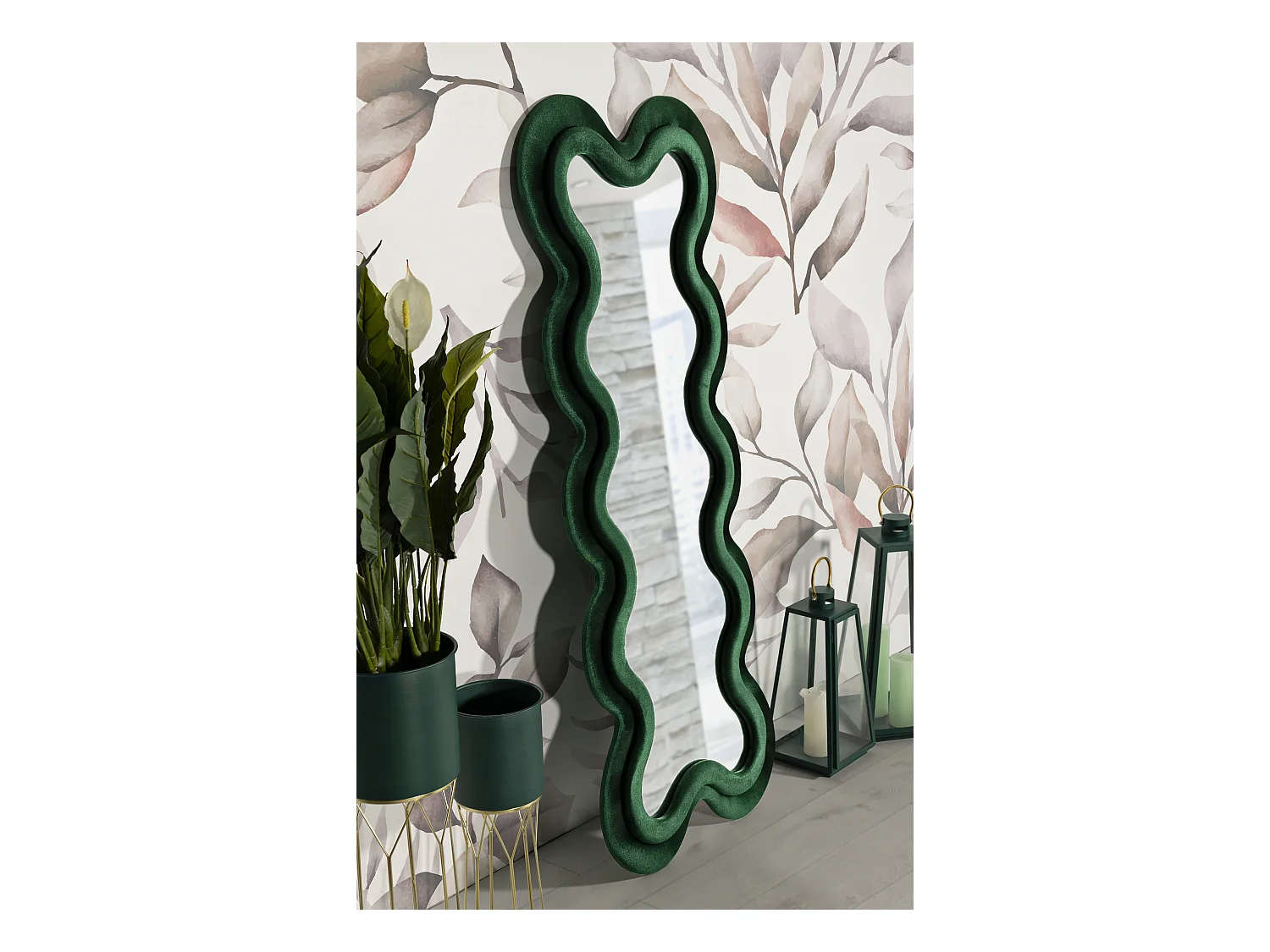 Miroir Mural en Velours "Monica" 160cm Vert