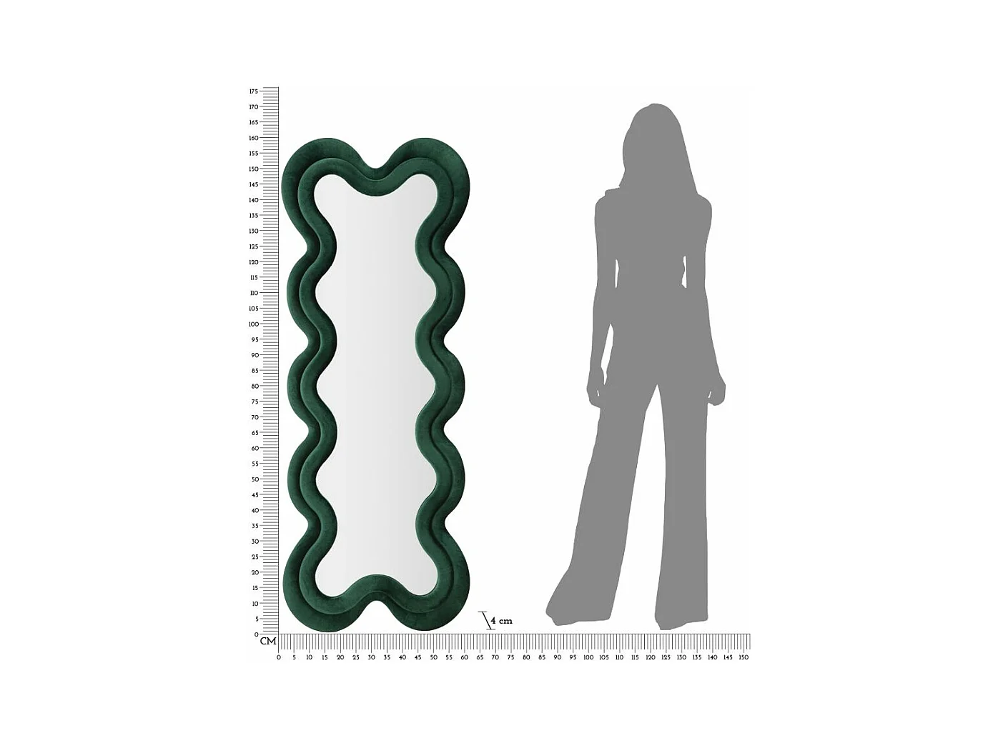 Miroir Mural en Velours "Monica" 160cm Vert