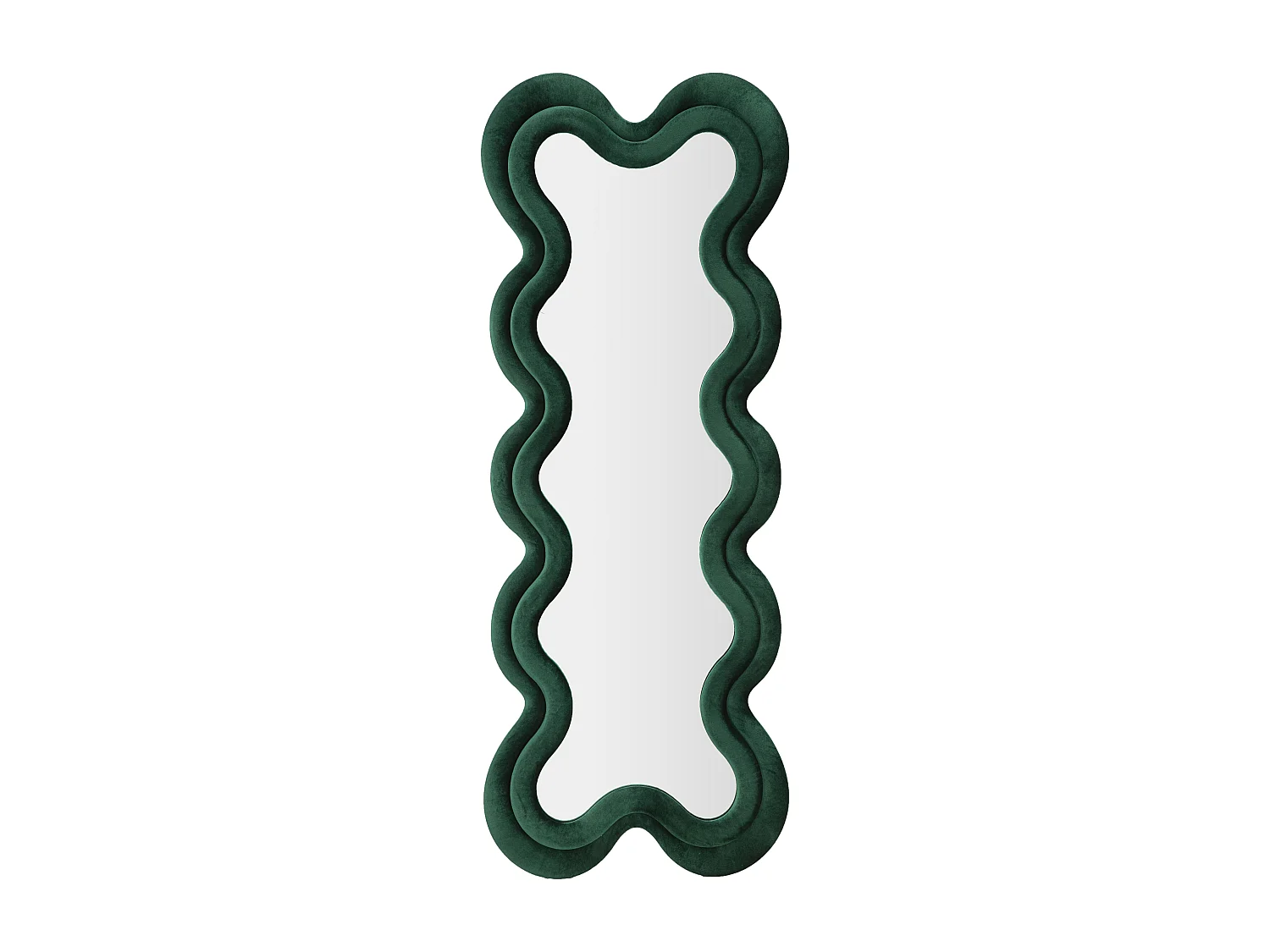 Specchio da parete in velluto verde cm 58x4x160